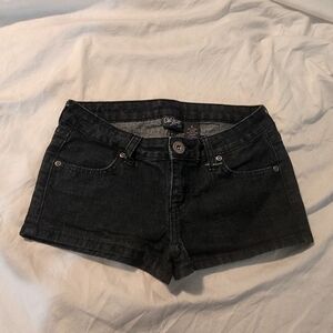 City Streets Women's Sz 0 Denim Mini Booty Shorts Blue Jean Studs